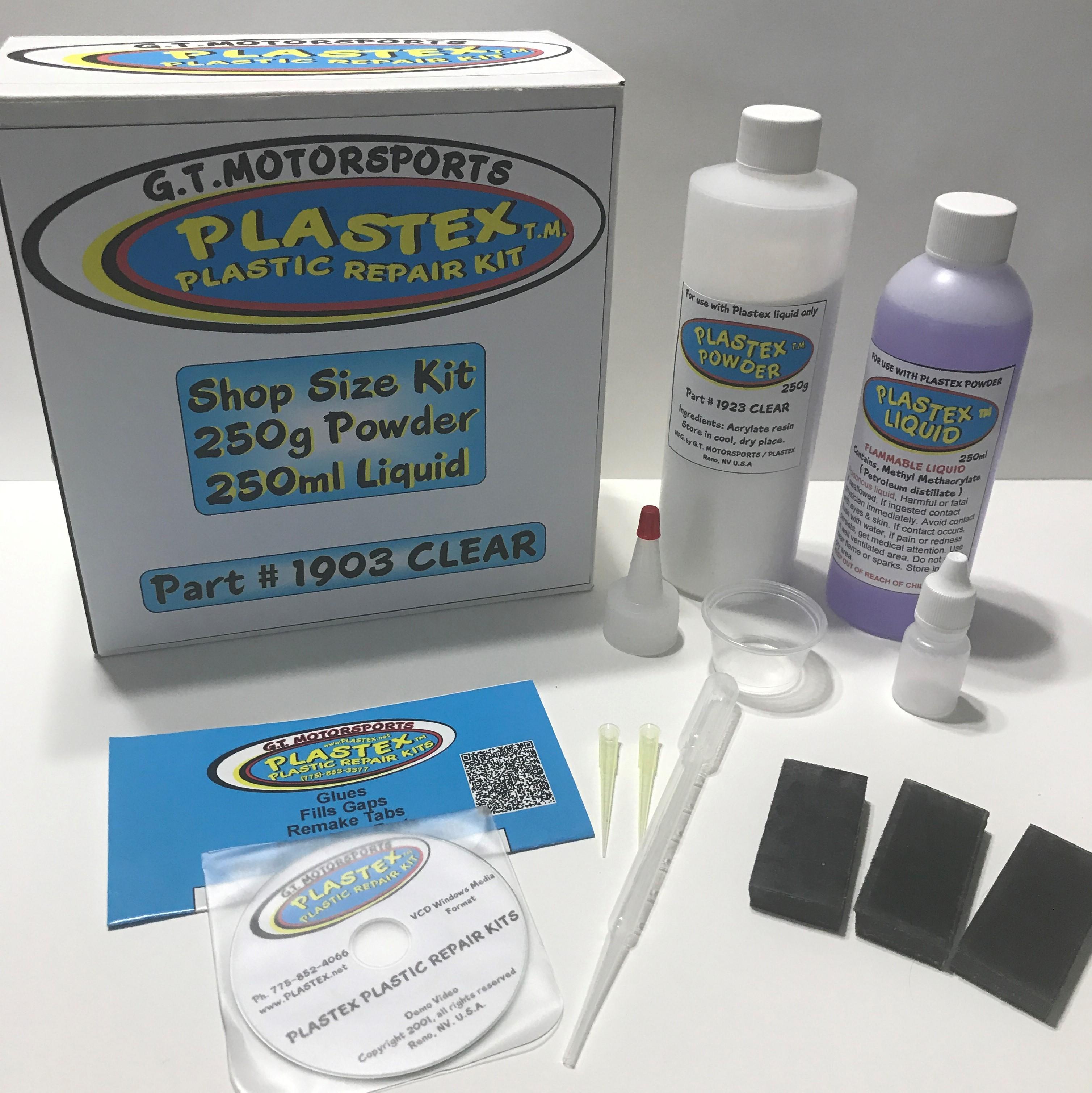 Plastic repair kits, fiberglass repair,