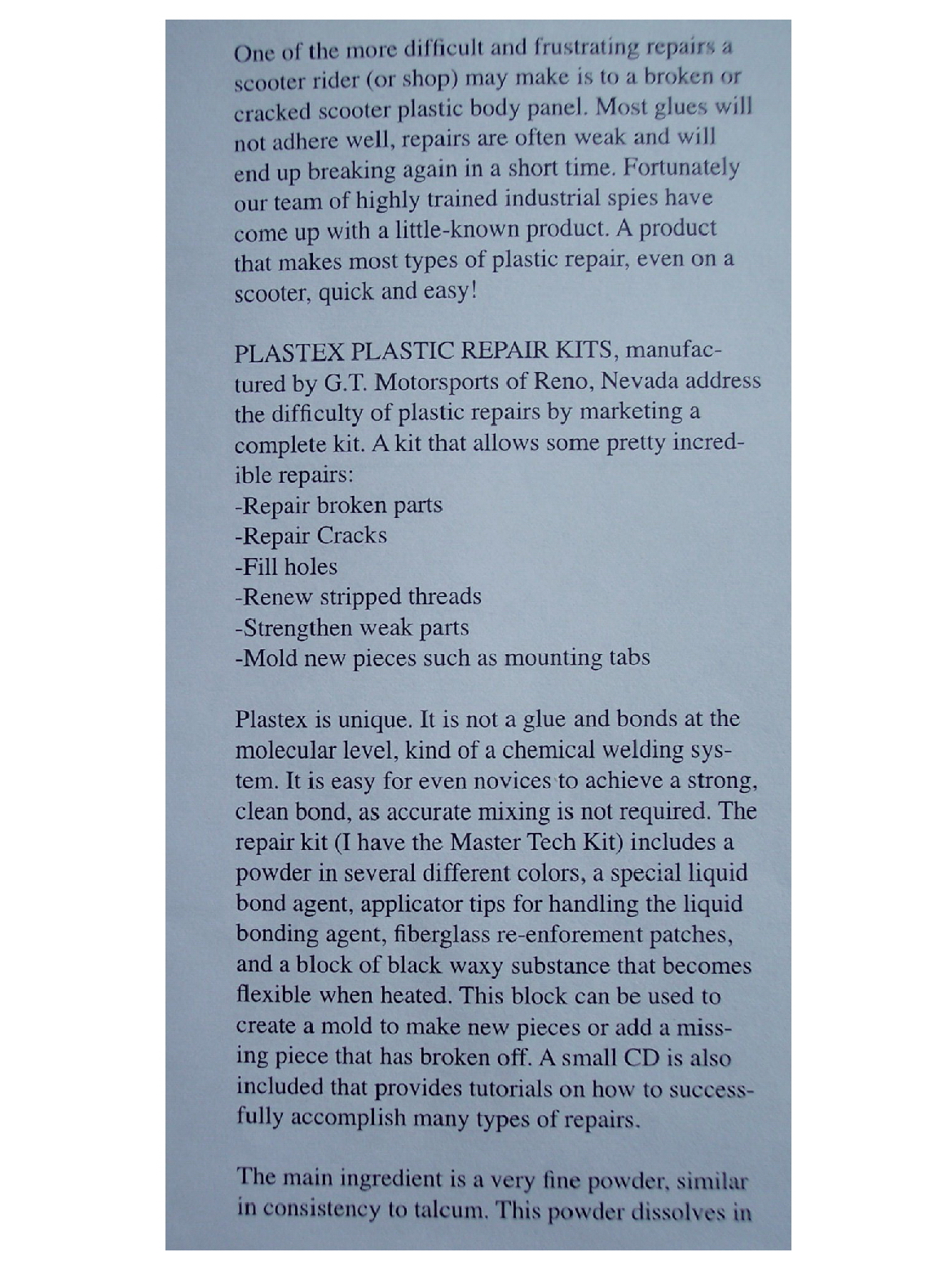 Plastic repair Kit
