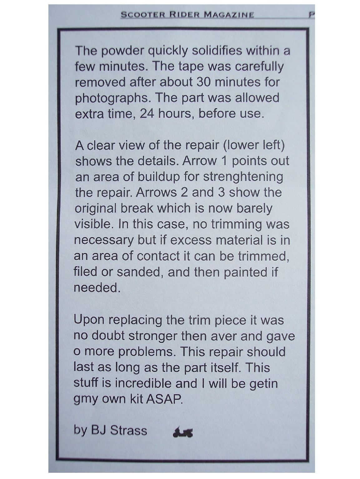Sand-able plastic repair  